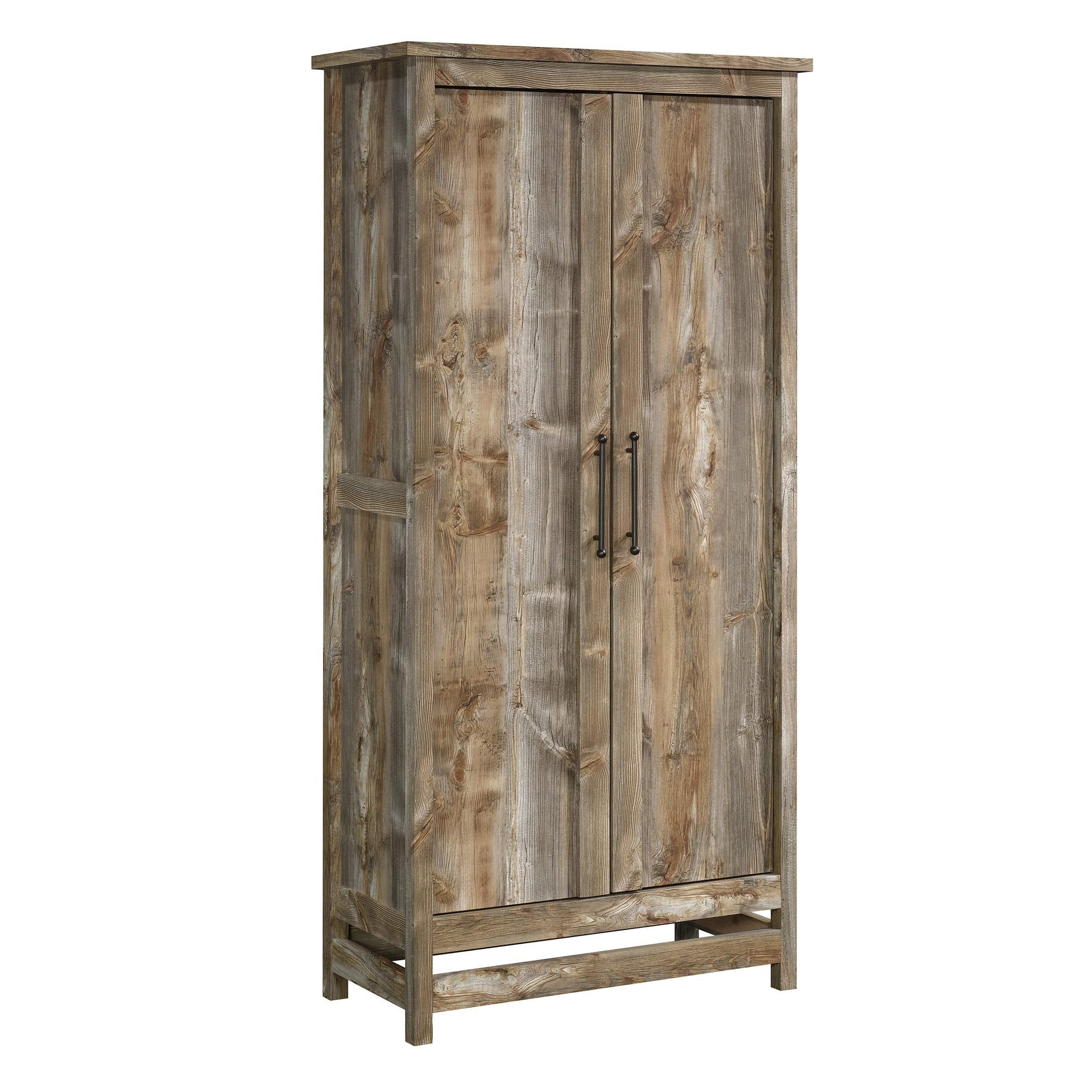 Sauder Granite Trace Storage Pantry Cabinet and Bookcase Bundle, Rustic Cedar Finish