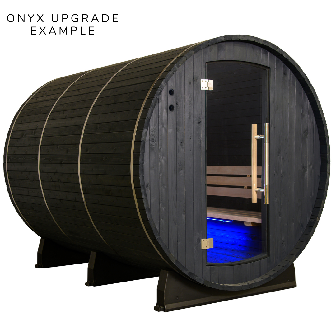 Grandview 4-6 Person Canopy Barrel Sauna with Premium Cedar Wood and Integrated Heater System