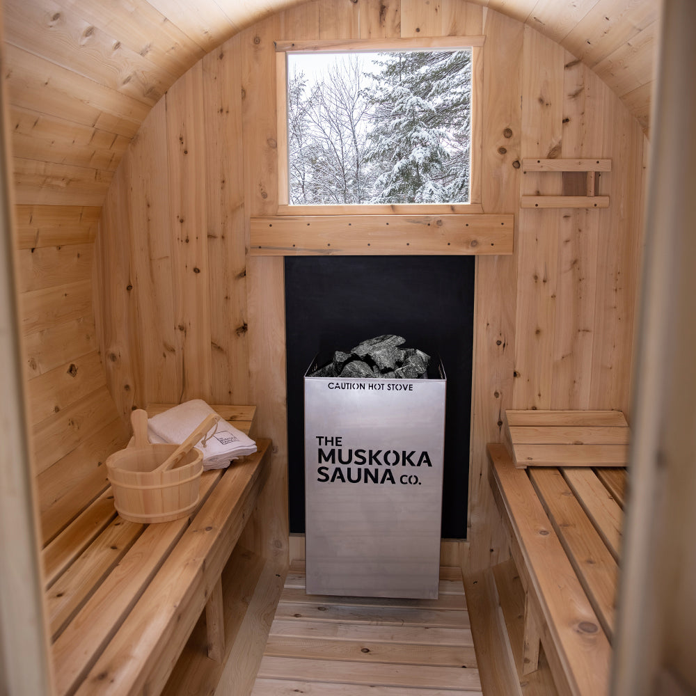 Classic 7'x 10' Barrel Sauna with Premium Cedar Wood and Deluxe Heater System